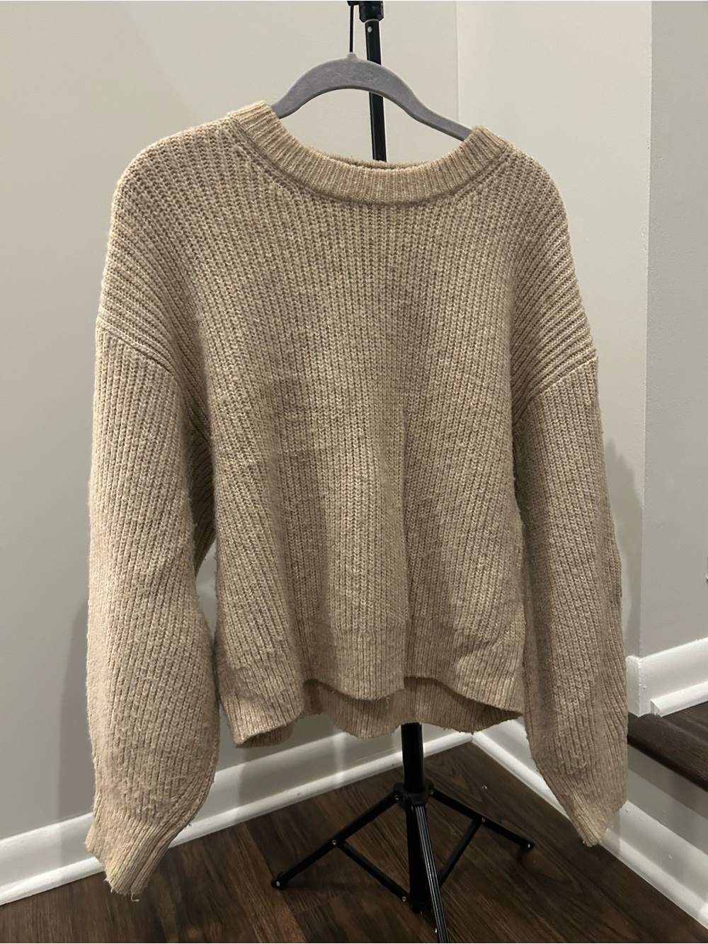 Abercrombie & Fitch Neutral Beige Crewneck Sweater